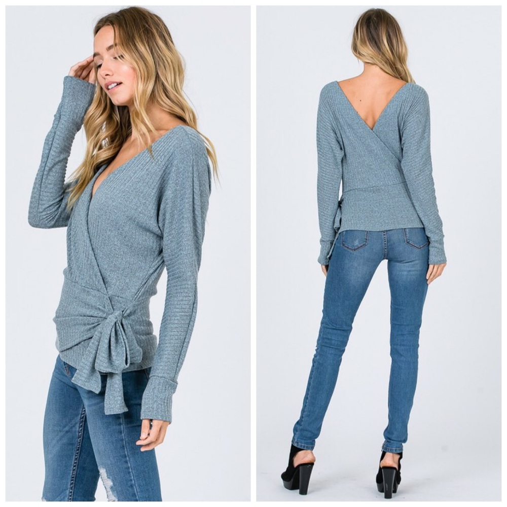 ❤️ LAST 1!  Slate Blue Ribbed Knit Sweater! - Picture 2 of 4